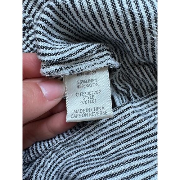 Max Studio Striped Linen Rayon Waist Tie High Waisted Pants - Picture 11 of 13